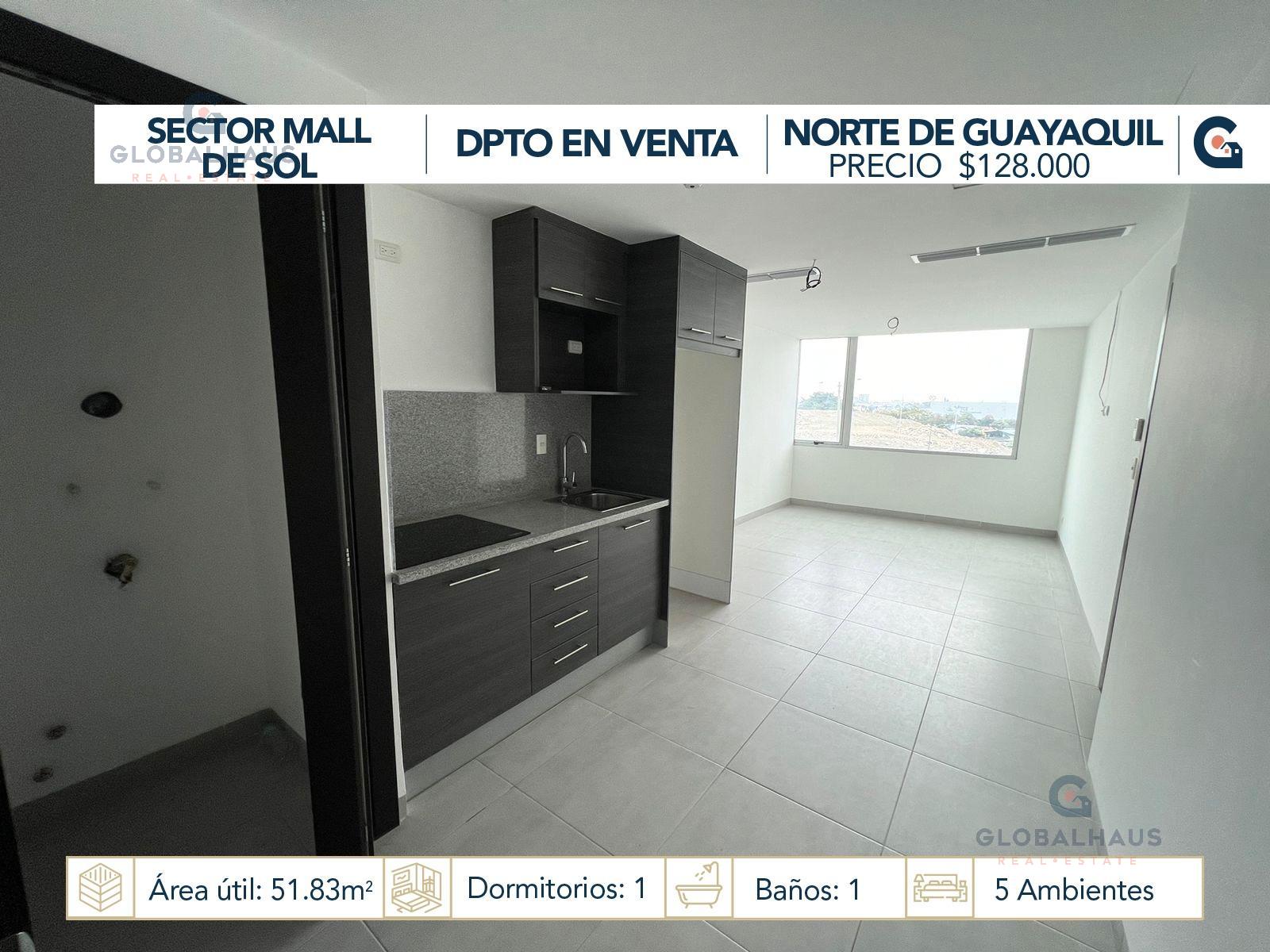 Venta de Suite en Norte de Guayaquil, Sector Mall del Sol,  51.83mt2