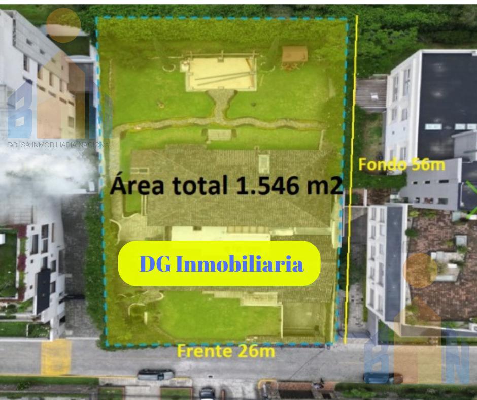 Venta de casa con  terreno 1.546 m2 en Cumbayá  uso residencial y  comercial Cite Center.