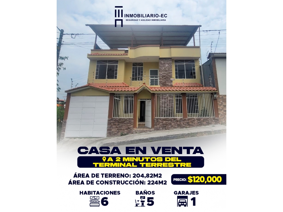 CASA EN VENTA A 2 MIN DEL TERMINAL TERRESTRE