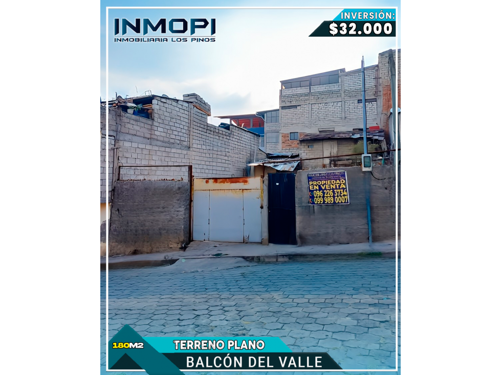 INMOPI VENDE TERRENO PLANO ? BALCÓN DEL VALLE IPV ? 0037