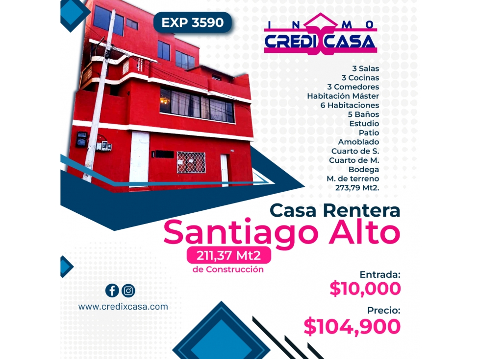 cxc Venta Casa Rentera, Santiago Alto, Exp. 3590