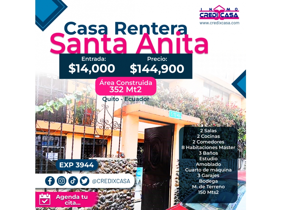 CxC Venta Casa Rentera, Santa Anita, Exp. 3944