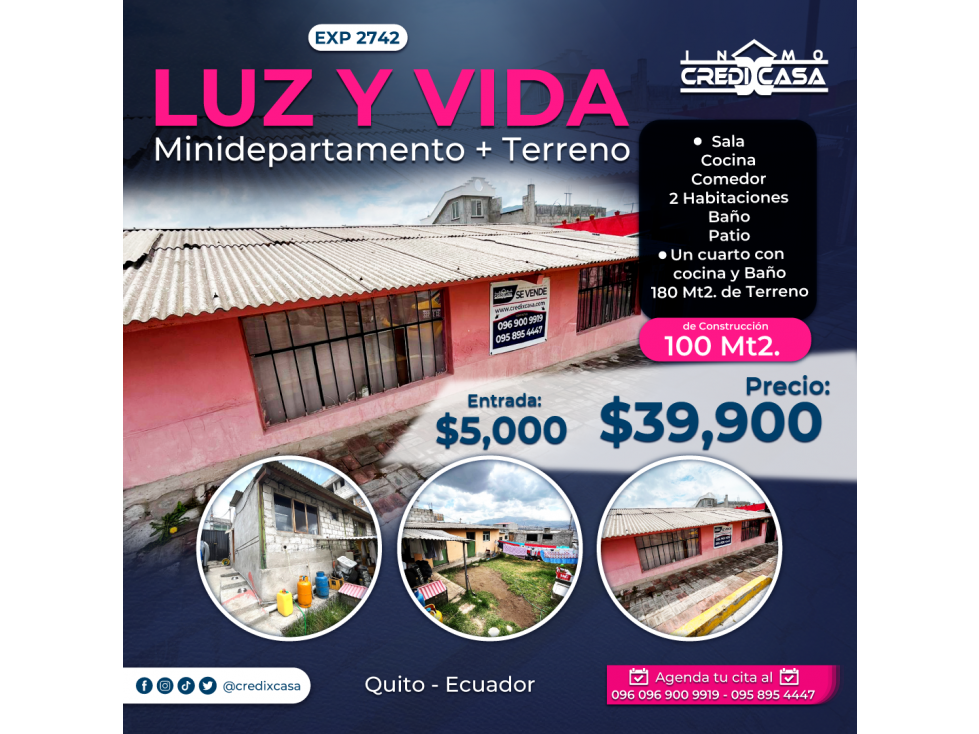 CxC Venta Mini departamento más Terreno, Luz y Vida, Exp. 2742