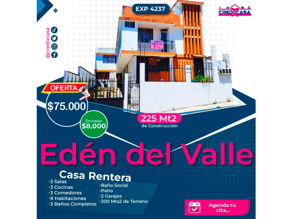 CxC Venta Casa Rentera, Edén del Valle, Exp. 4237