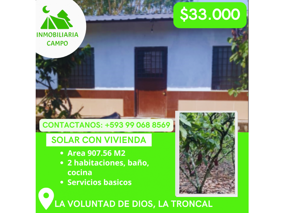 TERRENO Y CASA UBICADO EN EL SECTOR LA VOLUNTAD DE DIOS